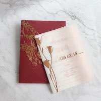 Customized Invitation Card With Trifold Vellum Paper Cover Foiling Invitation